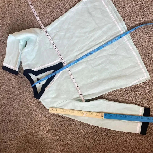 Talbots 100% Linen V Neck Tunic Top Blouse Pullover Women Size SP - Picture 3 of 5